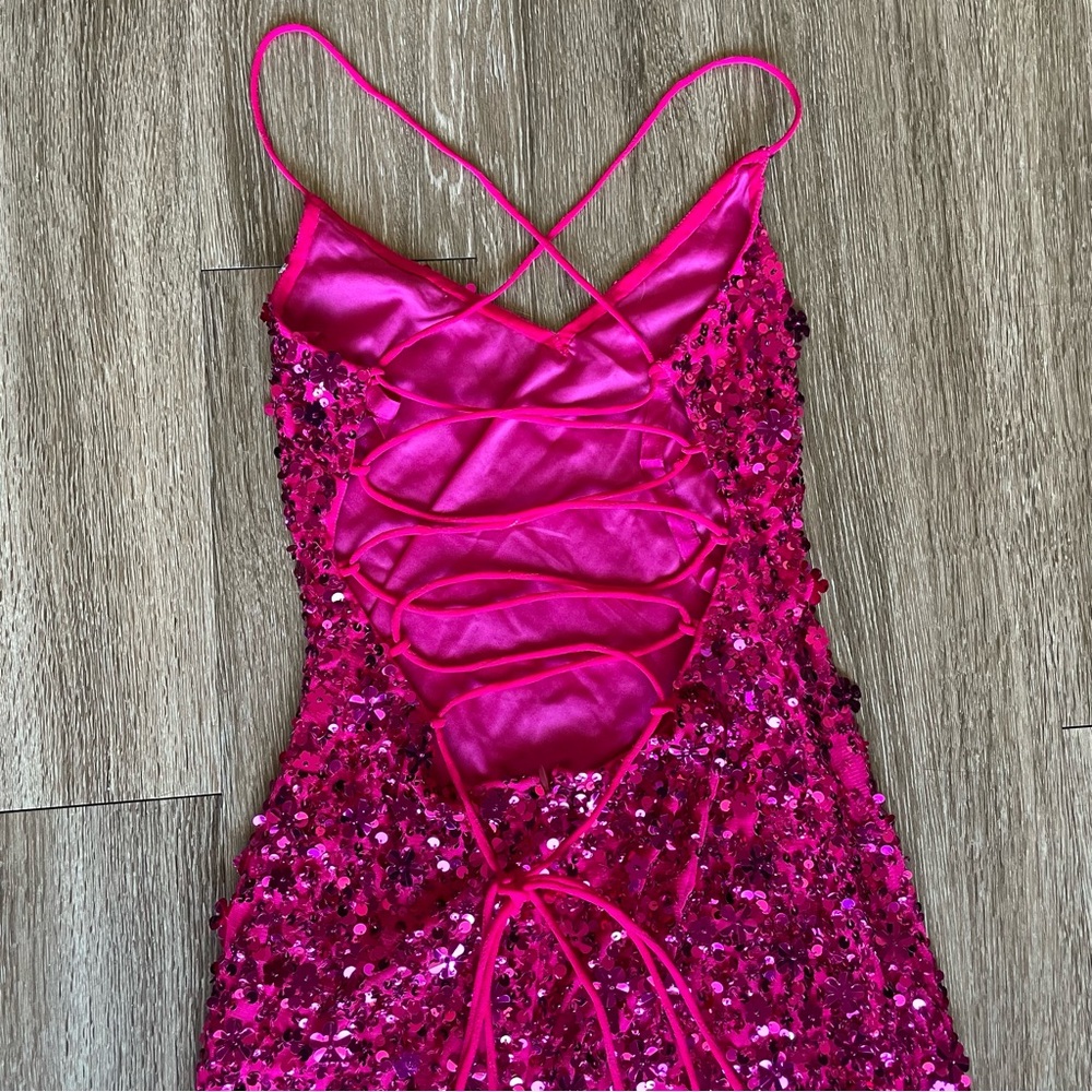 Mac Duggal Pink Sequin Maxi Dress - Picture 11 of 16
